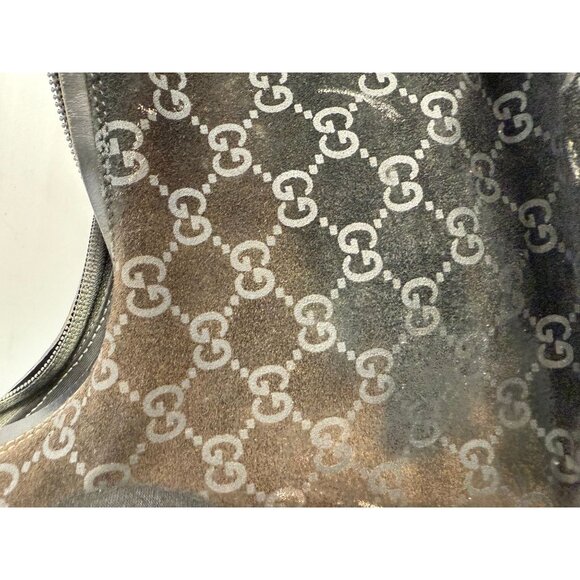 Vintage Gucci Black GG Suede Hobo Shoulder Bag - Picture 10 of 11